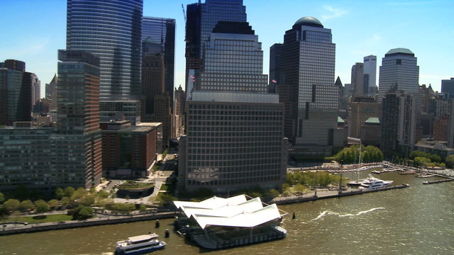 Aerial view of the Financial District a Battery Park, NY, USA