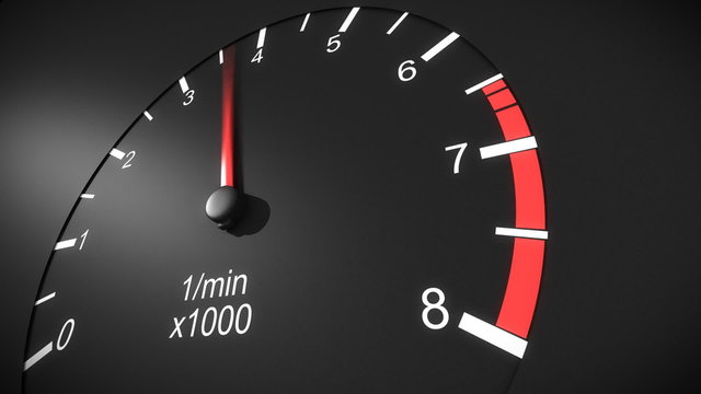 Car tachometer and moving pointer on it. HD.