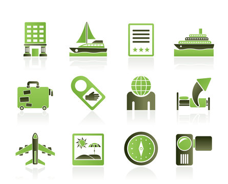 Travel, vacation and holidays icon - vector icon set