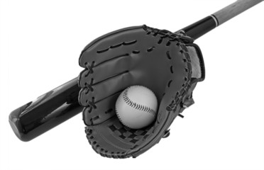 Bat, ball and glove