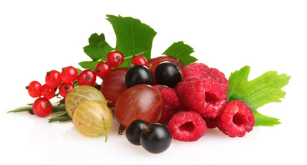 Fresh delicious summer berries isolated on white