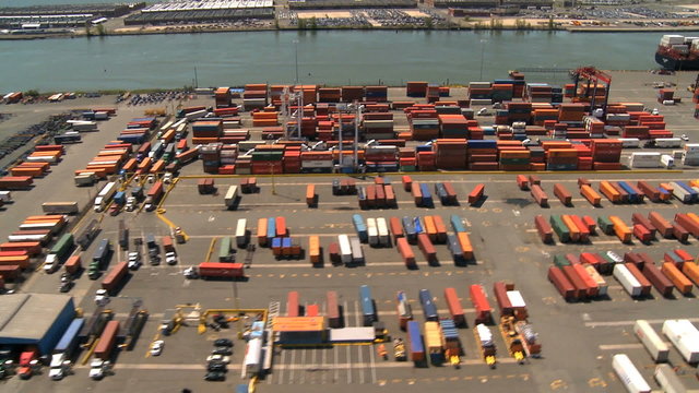 Aerial view of Container Port and Harbor, New York State, USA