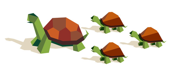 Famille de tortues en origami