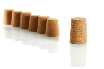 Business group concept, with set of wine corks