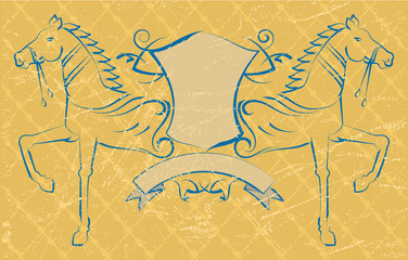 Grunge Tribal tattoo, Horse, Shield