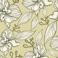 Door stickers Orchidee Seamless floral orchid pattern