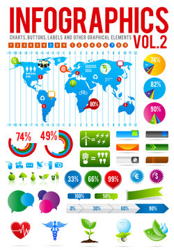 Colorful infographic vector collection with charts 2
