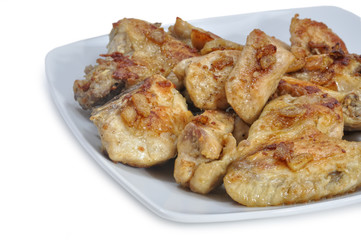 Detalle de pollo al ajillo.
