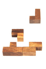 wooden tetris puzzle isolated