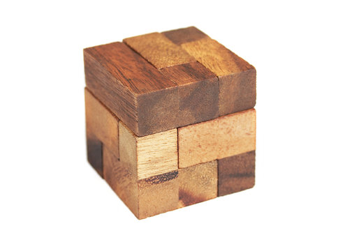 wooden cube puzzle isolated