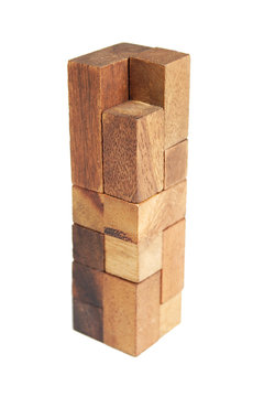 wooden puzzle tower isolated