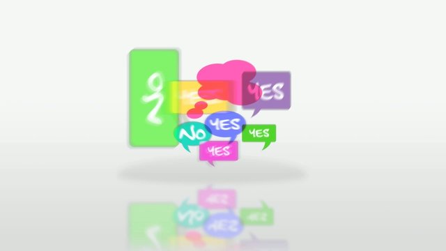 Yes No cartoon balloon colored bubbles animation