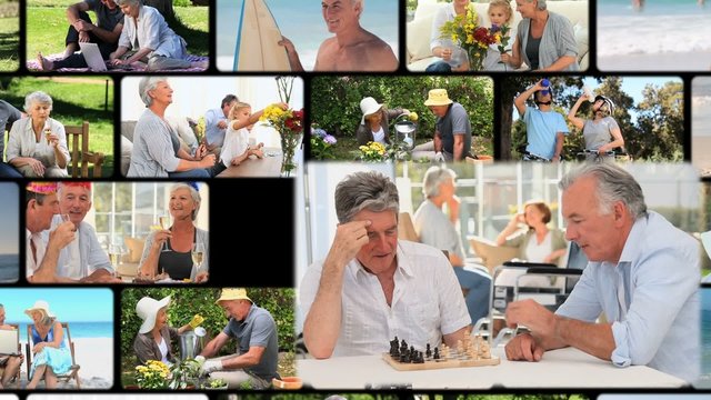 Montage of active elderly couples