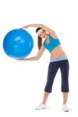 girl excersices with fitball