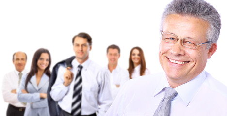 Fototapeta premium A group of businesspeople, their leader is on the front.