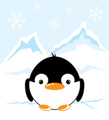 Funny cartoon penguin on the Pole