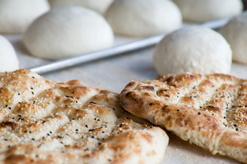 Pita bread shallow depth of field.