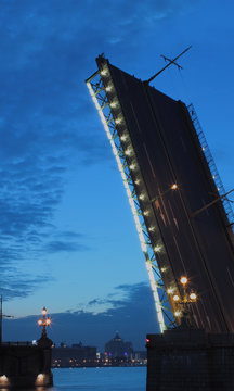 Raised drawbridge in St. Petersburg
