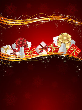 Presents on red background