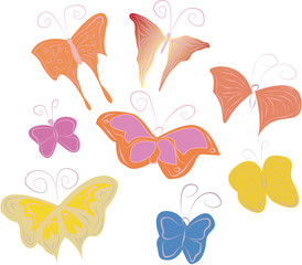 Animated children's hand-drawn butterflies