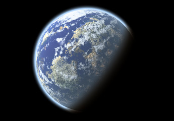 Beautiful blue planet in the space