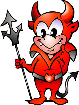 Hand-drawn Vector illustration of an Little Red Devil Boy