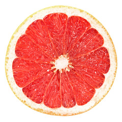 slice of fresh grapefruit isolated on white