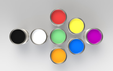 Colorful Paint Buckets