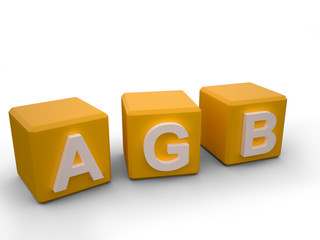 3D W&uuml;rfel AGB in Gelb f&uuml;r die Webseite