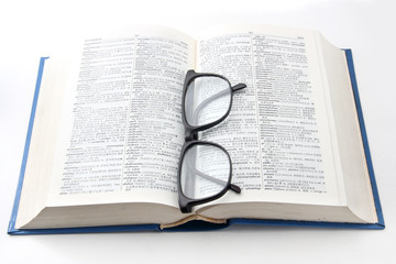 Book and glasses