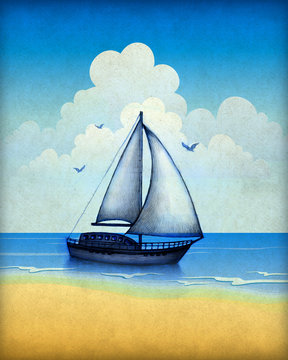 Illustration of sailing boat