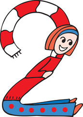 Side view of girl forming digit 2