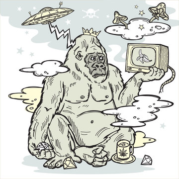 Gorilla with TV