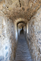 Fototapeta na wymiar corridor in wall old castle