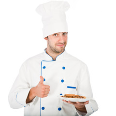 Happy chef isolated on white background