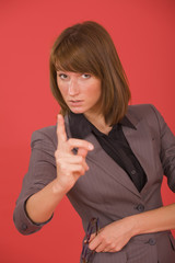 woman pointing with finger