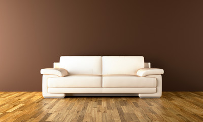 Sofa and parquet floor