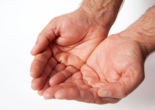 handful adult human hands fortune beg labor pray