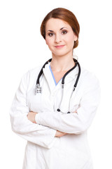 Fototapeta premium Ärztin, die in die Kamera blickt