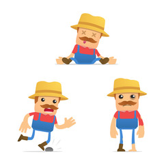 set of funny cartoon farmer