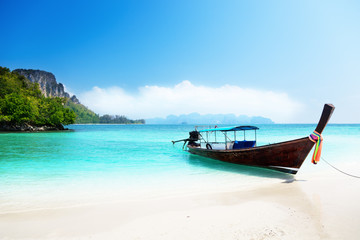 Naklejka na ściany i meble long boat and poda island in Thailand