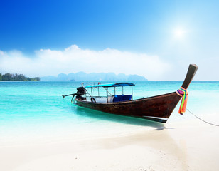 Naklejka na ściany i meble long boat and poda island in Thailand