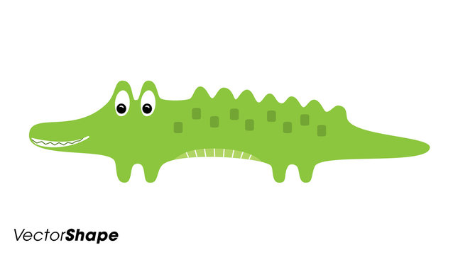 Happy cartoon green crocodile vector illustration