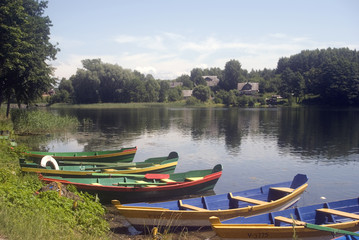 Obraz premium Boats, Trakai National Park, Lithuania