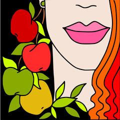 woman and apples