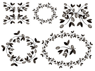 Decor with olive branches,vector.
