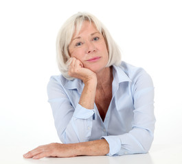 Portrait of senior woman with bored expression