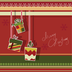 Christmas greeting card with gift boxes