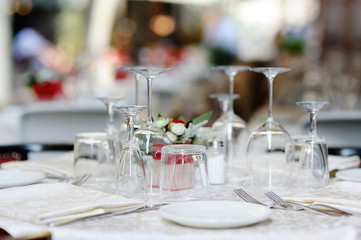 Table set for an event party or dinner
