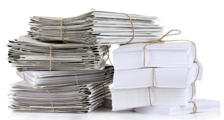 gray folders and documents isolated on white